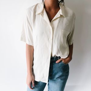 Vintage Cream Button Up With Collar